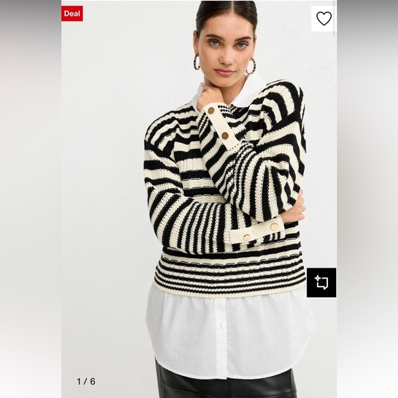 Next Stripe Stitch Detail - Regular Fit- Women’s Sweater - black and ecru cream - Picture 7 of 8